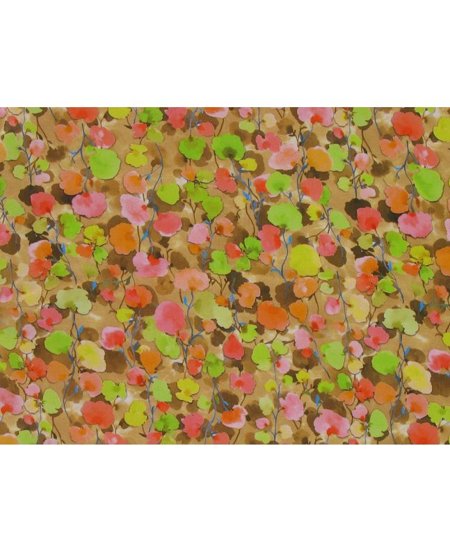 Painted Flower Fields Digital Print Viscose, Yellow