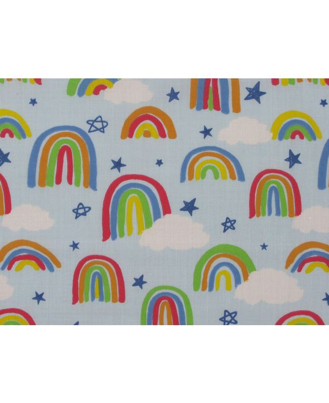Painted Rainbow Star Polycotton Print, Sky