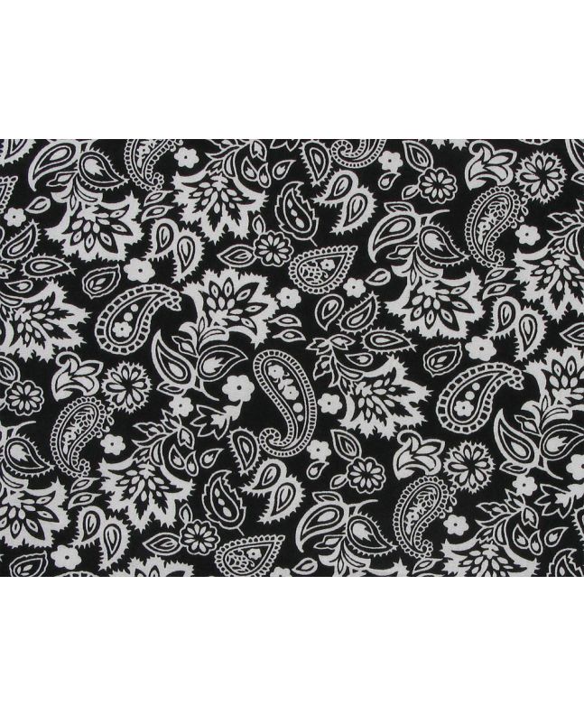 Paisley Blooms Cotton Poplin Print, Black