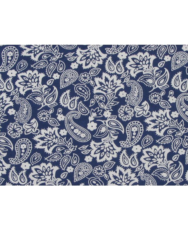 Paisley Blooms Cotton Poplin Print, Royal
