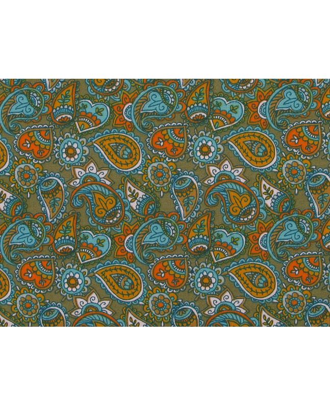 Paisley Garden Cotton Print, Green