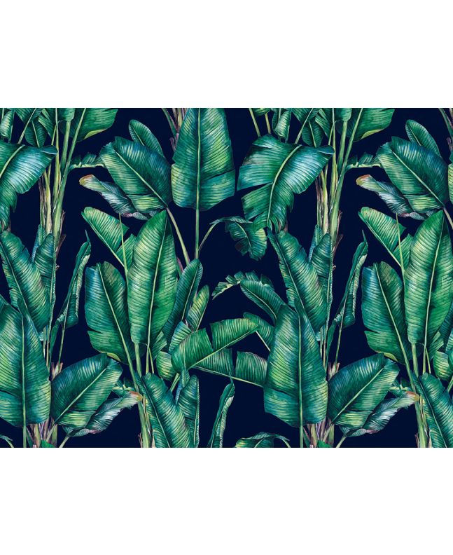 Paradise Palm Printed Velvet, Navy