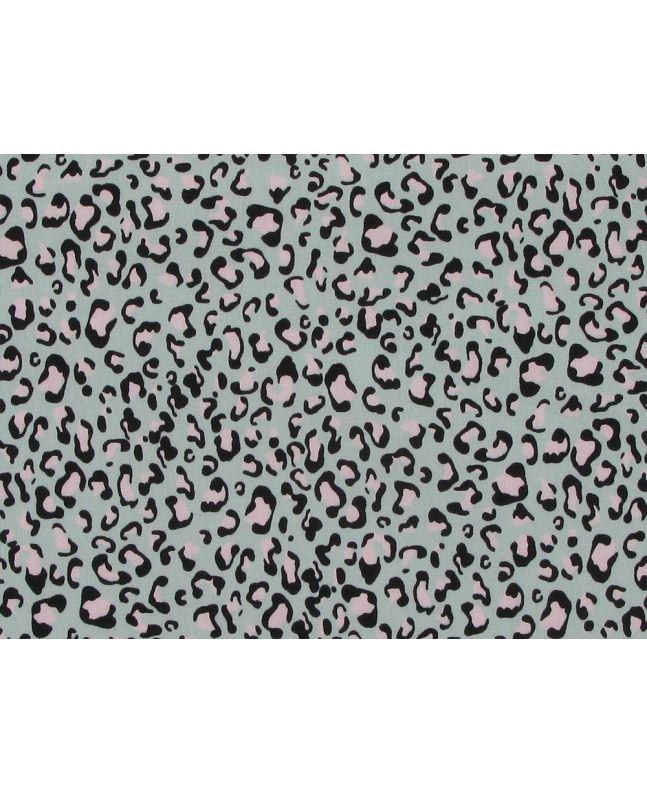 Pastel Leopard Cotton Poplin Print, Mint