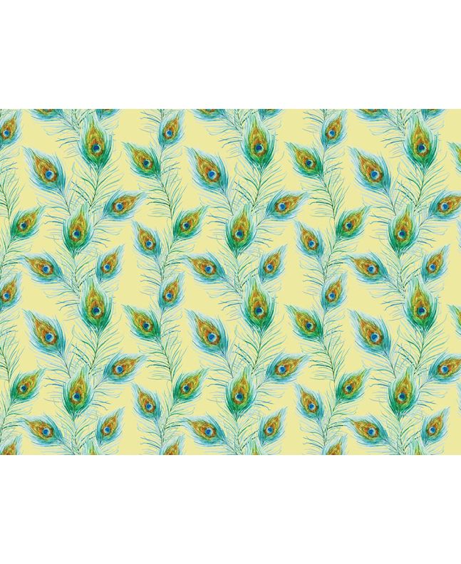 Peacock Feather Flow Cotton Print, Beige