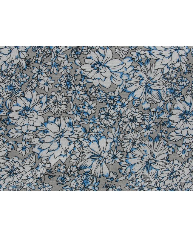 Peony Garden Printed Rayon Linen Print, Grey