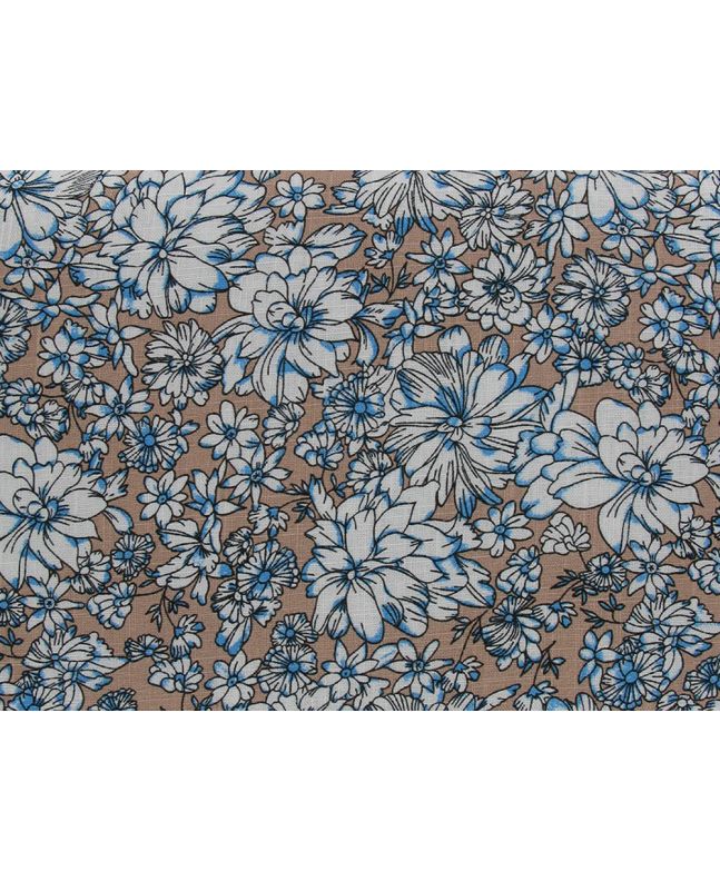 Peony Garden Printed Rayon Linen Print, Sand