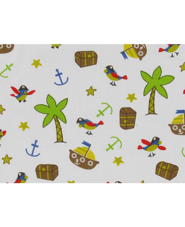 Pirate Adventure Cotton Print, Cream