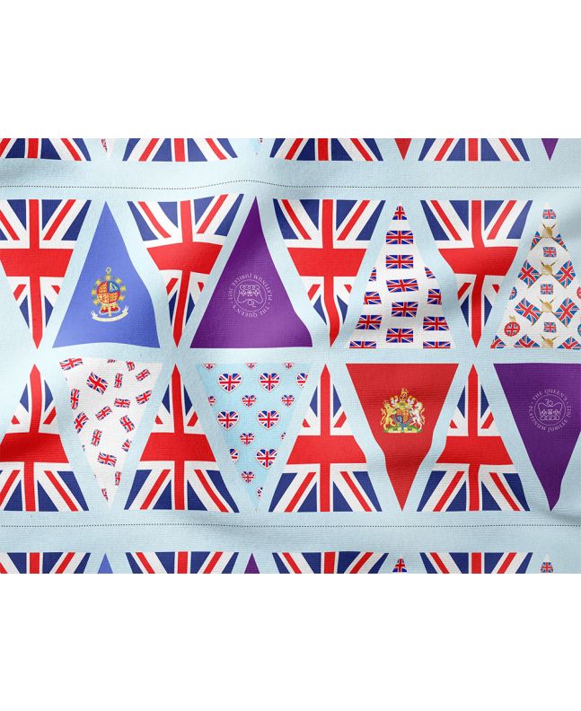 Platinum Jubilee Cotton Bunting Panel, Baby Blue