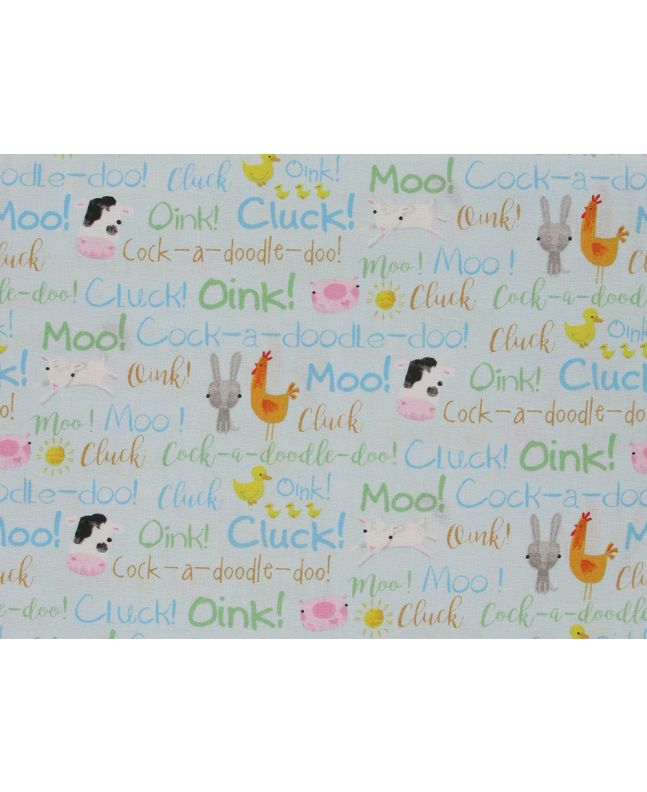 Playful Farm Cotton Print, Animal Lingo