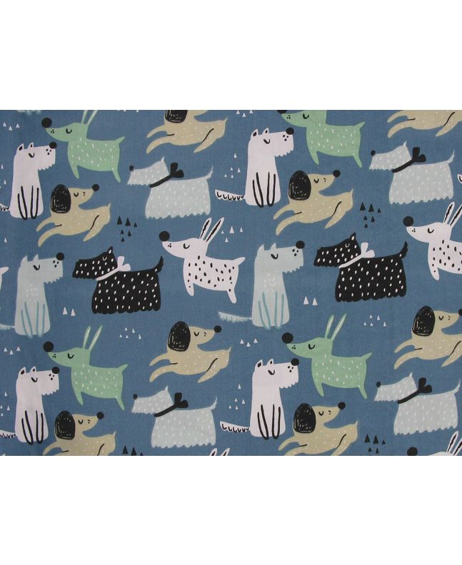 Playful Pups Organic GOTS Cotton Poplin, Blue