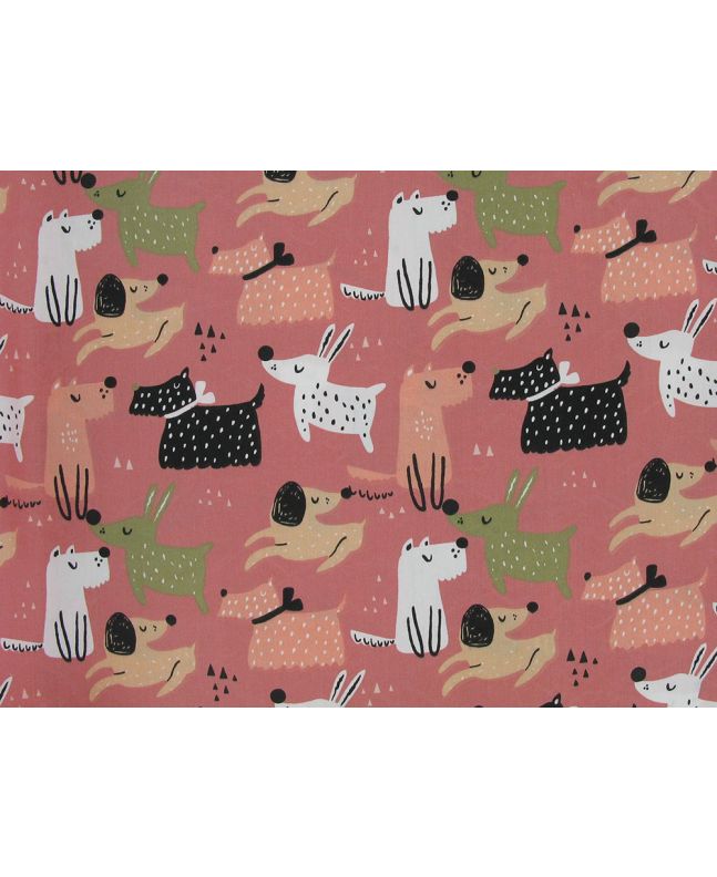 Playful Pups Organic GOTS Cotton Poplin, Pink