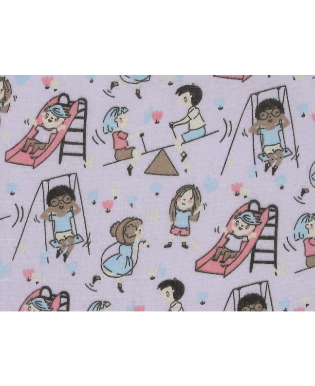 Playground Fun Time Polycotton Print, Lilac