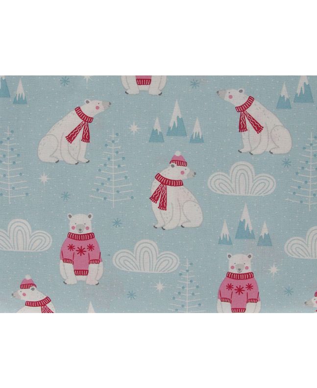 Polar Pals Christmas Cotton Print, Polar Bears