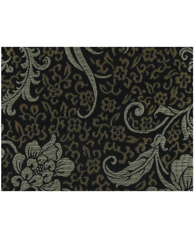 Polyester Jacquard, Shanghai Leaf - Midnight Black