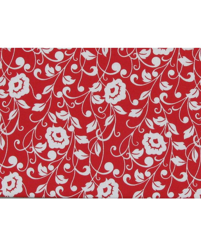 Poppy Flower Polycotton Print, Red