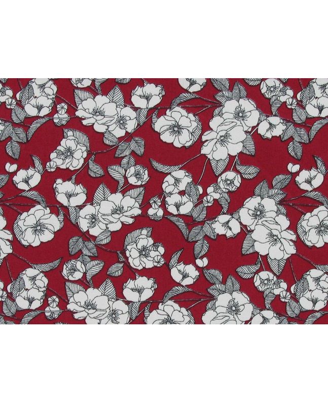 Poppy Silhouette Field Cotton Poplin Print, Claret