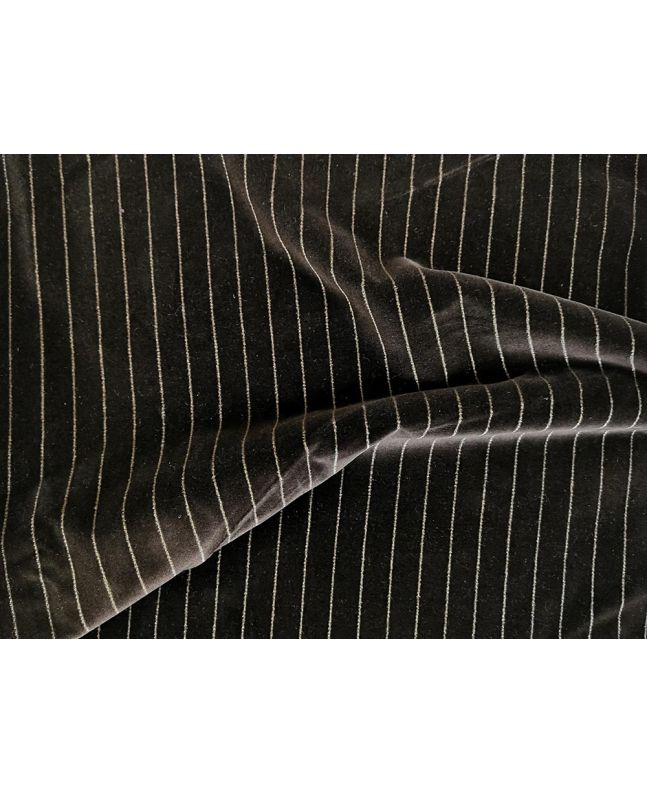 Premium Cotton Pile Striped Velvet, Brown