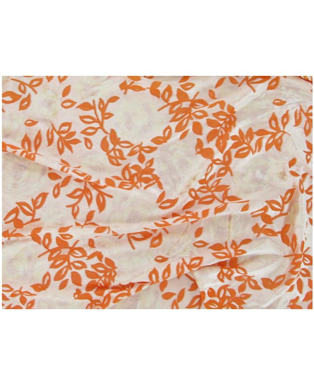 Printed Burnout Flower Velour - Orange
