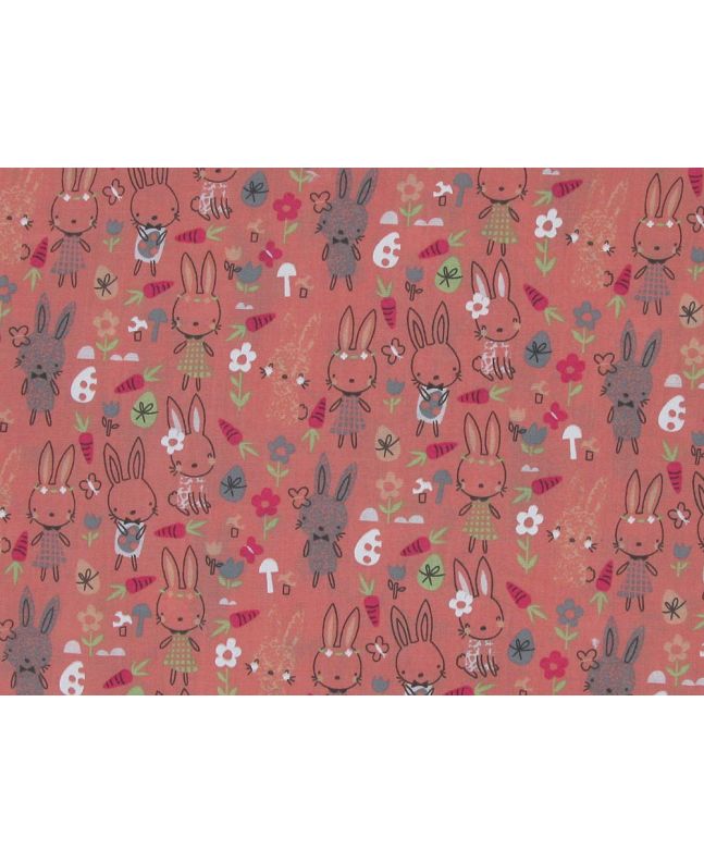 Rabbit Garden Polycotton Bunny, Salmon