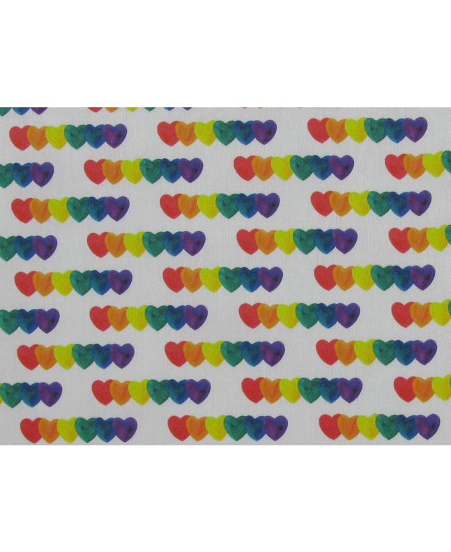 Rainbow Heart Row Cotton Print