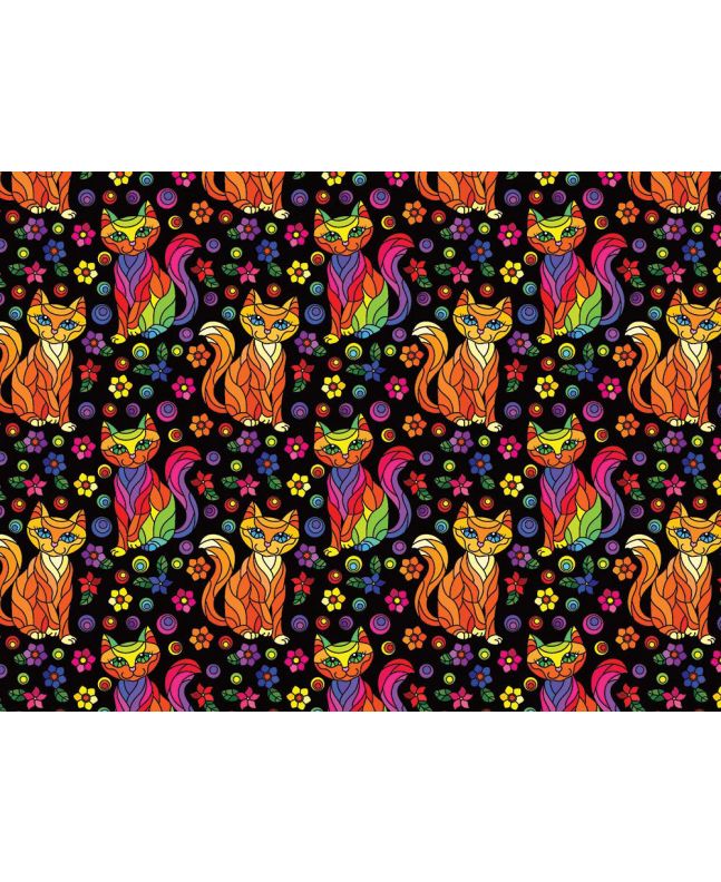 Rainbow Mosaic Cotton Print, Cat