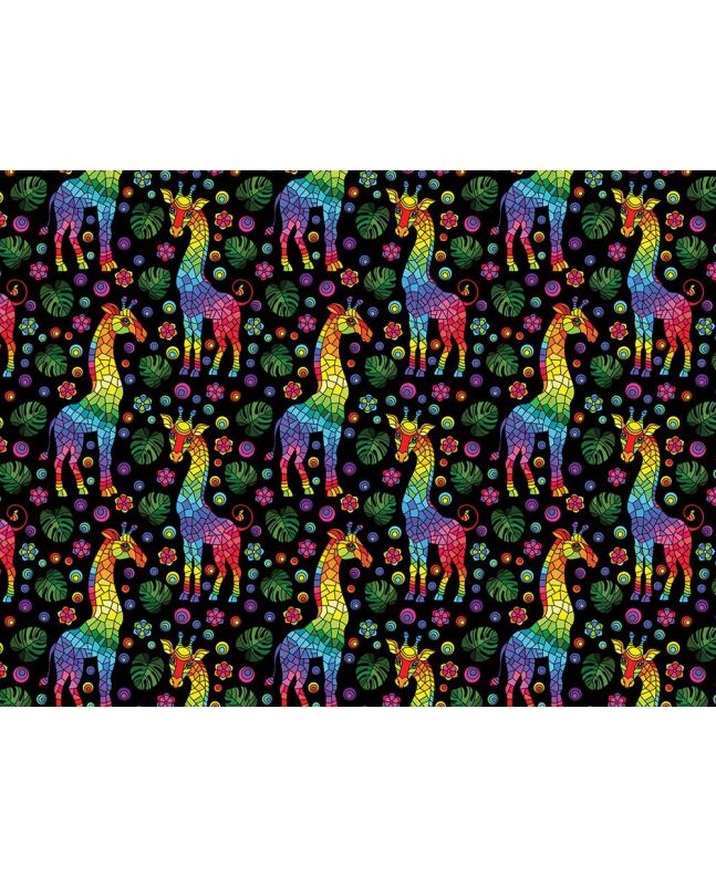 Rainbow Mosaic Cotton Print, Giraffe
