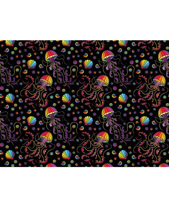 Rainbow Mosaic Cotton Print, Jelly Fish
