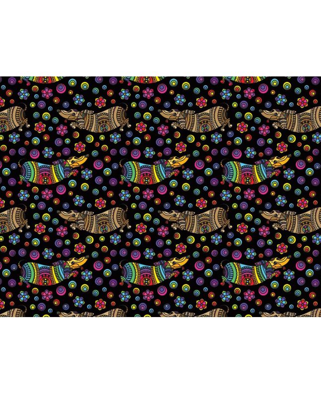 Rainbow Mosaic Cotton Print, Sausage Dog
