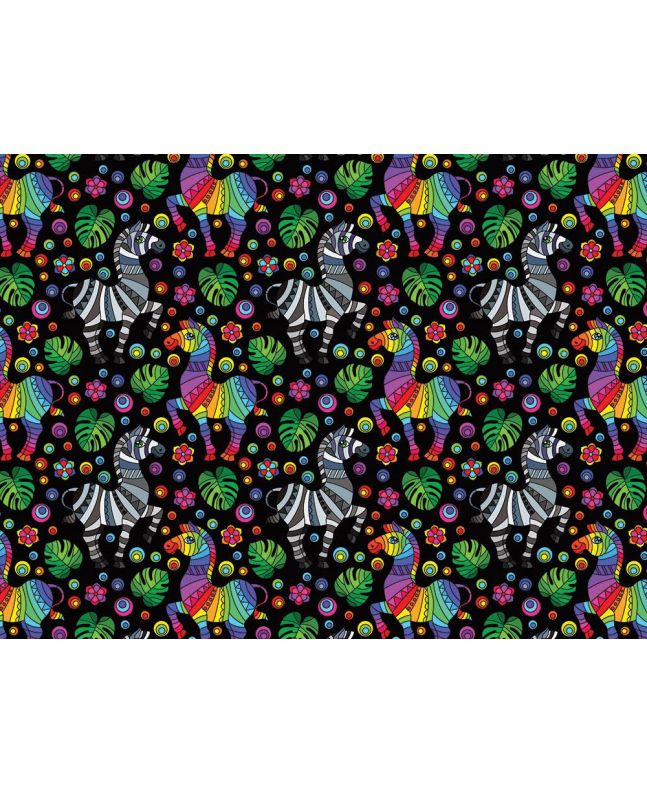 Rainbow Mosaic Cotton Print, Zebra
