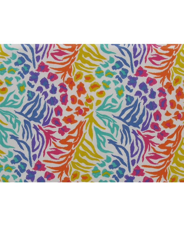 Rainbow Safari Polycotton Print, White