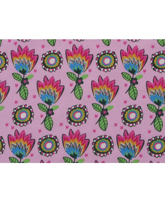 Rainbow Tulip Cotton Poplin Print, Pink