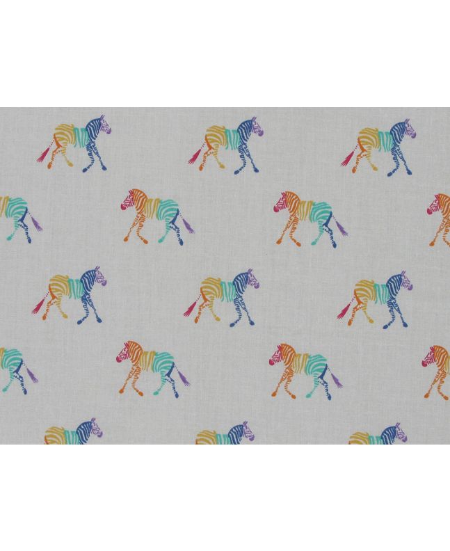 Rainbow Zebra Polycotton Print, Beige