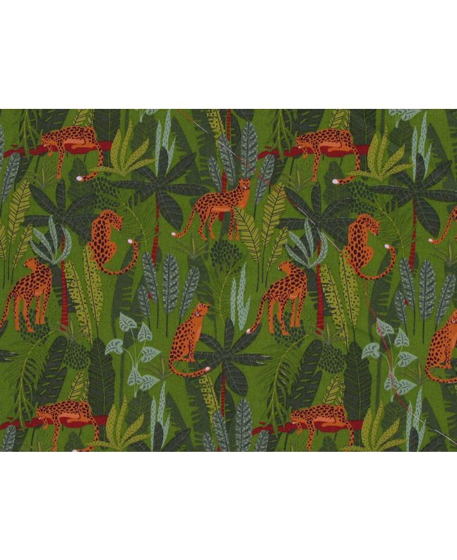 Rainforest Cheetah Cotton Poplin Print, Green