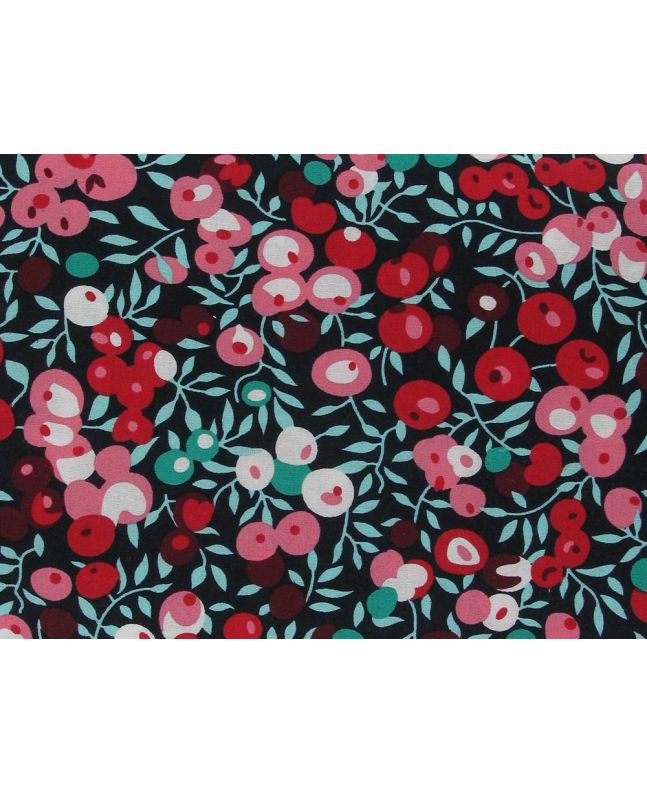 Red Berry Cotton Print, Navy