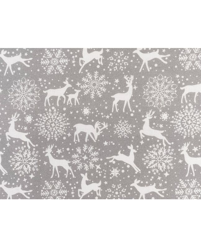 Reindeer Snowflake Cotton Print, Silver