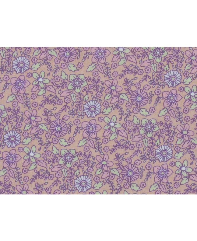 Retro Floral Polycotton, Peach