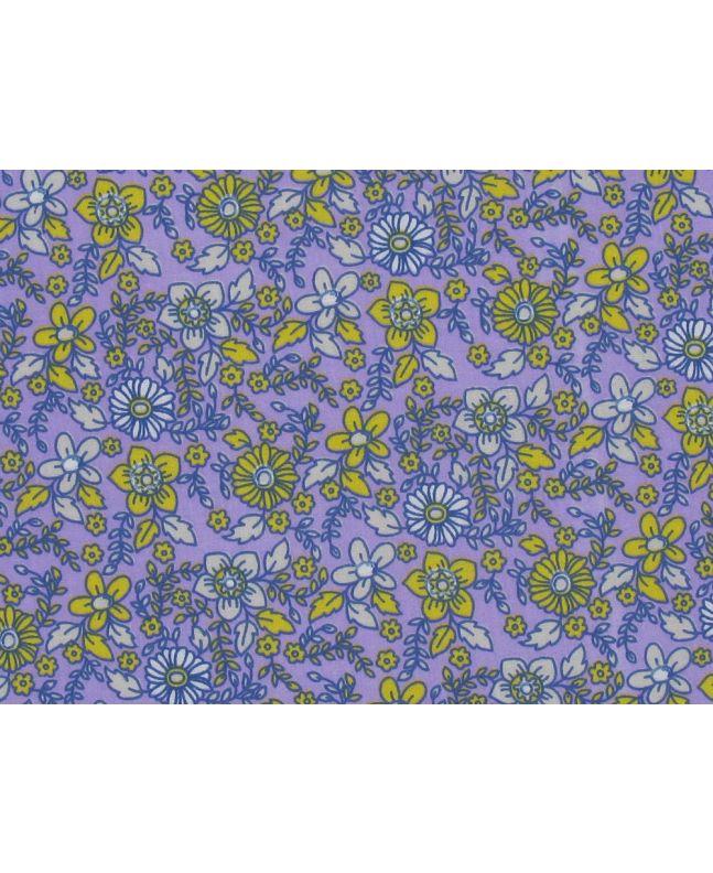Retro Floral Polycotton, Purple