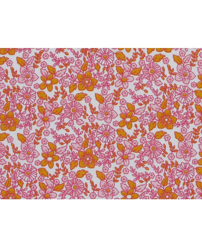 Retro Floral Polycotton, White