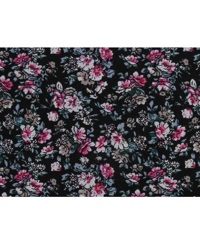 River Rose Cotton Print, Black