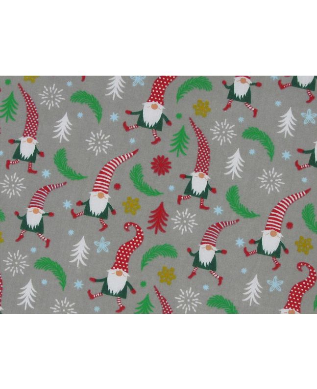 Roaming Christmas Conks Polycotton Print, Grey