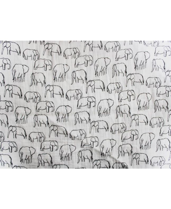 Roaming Elephants Printed Double Gauze