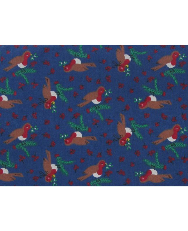 Robin Branch Polycotton Print, Navy