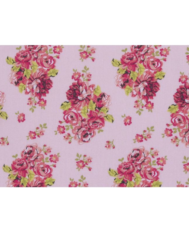 Rose Cluster Polycotton Print, Baby Pink