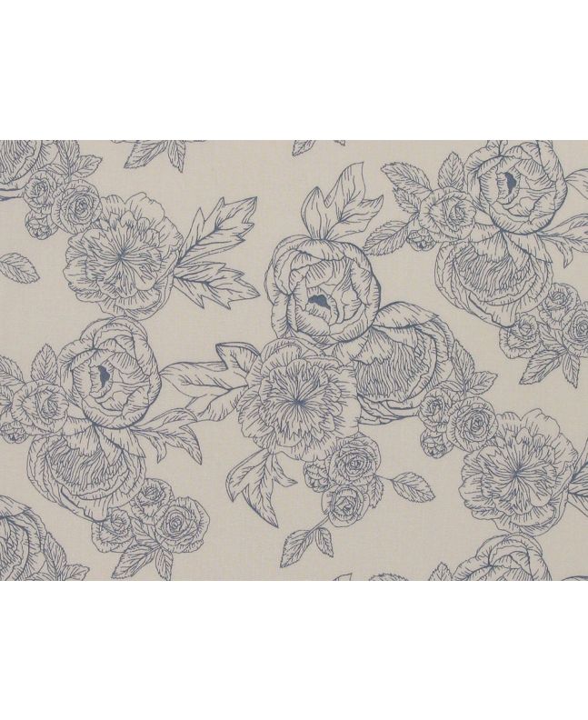 Rose Flower Polycotton, Print Beige