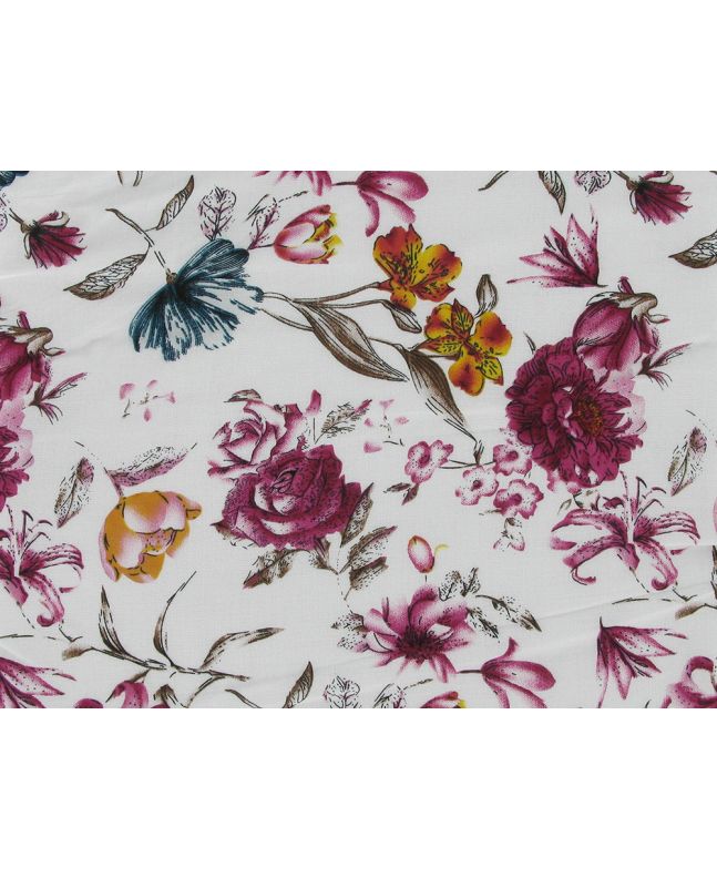 Rose Garden Viscose Print, White
