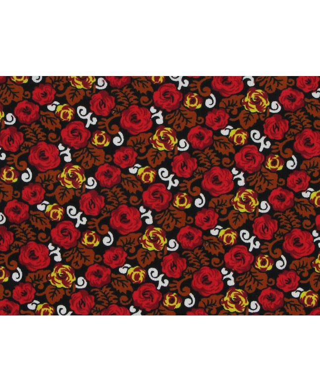 Rose Twirl Printed Needlecord, Red Brown