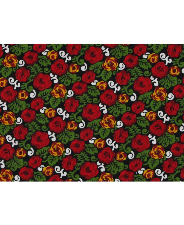 Rose Twirl Printed Needlecord, Red Green