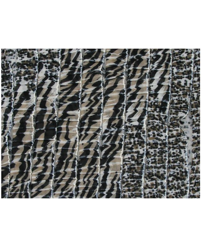 Ruffled Viscose Jersey - Black and Cream