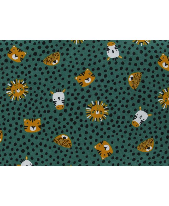 Safari Spots Cotton Jersey, Teal