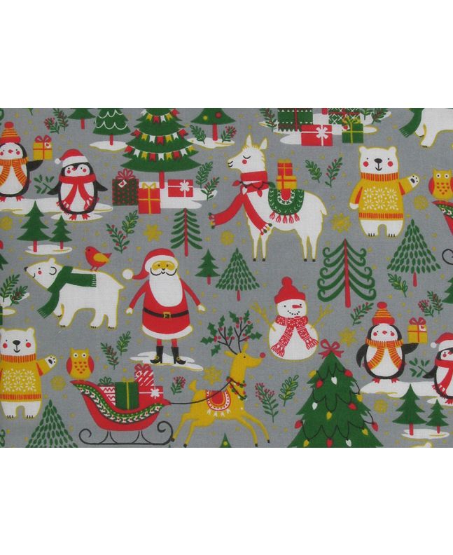 Santa Home Polycotton Print, Grey
